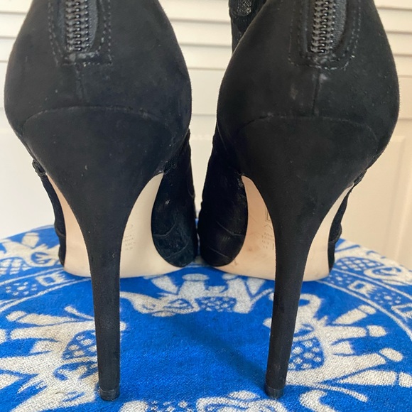 Aldo Stiletto Black Lace Ankle Boot Peep Toe - Picture 8 of 9